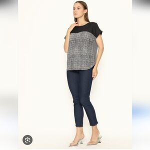 NWOT Rewind Black and White Blouse Size S